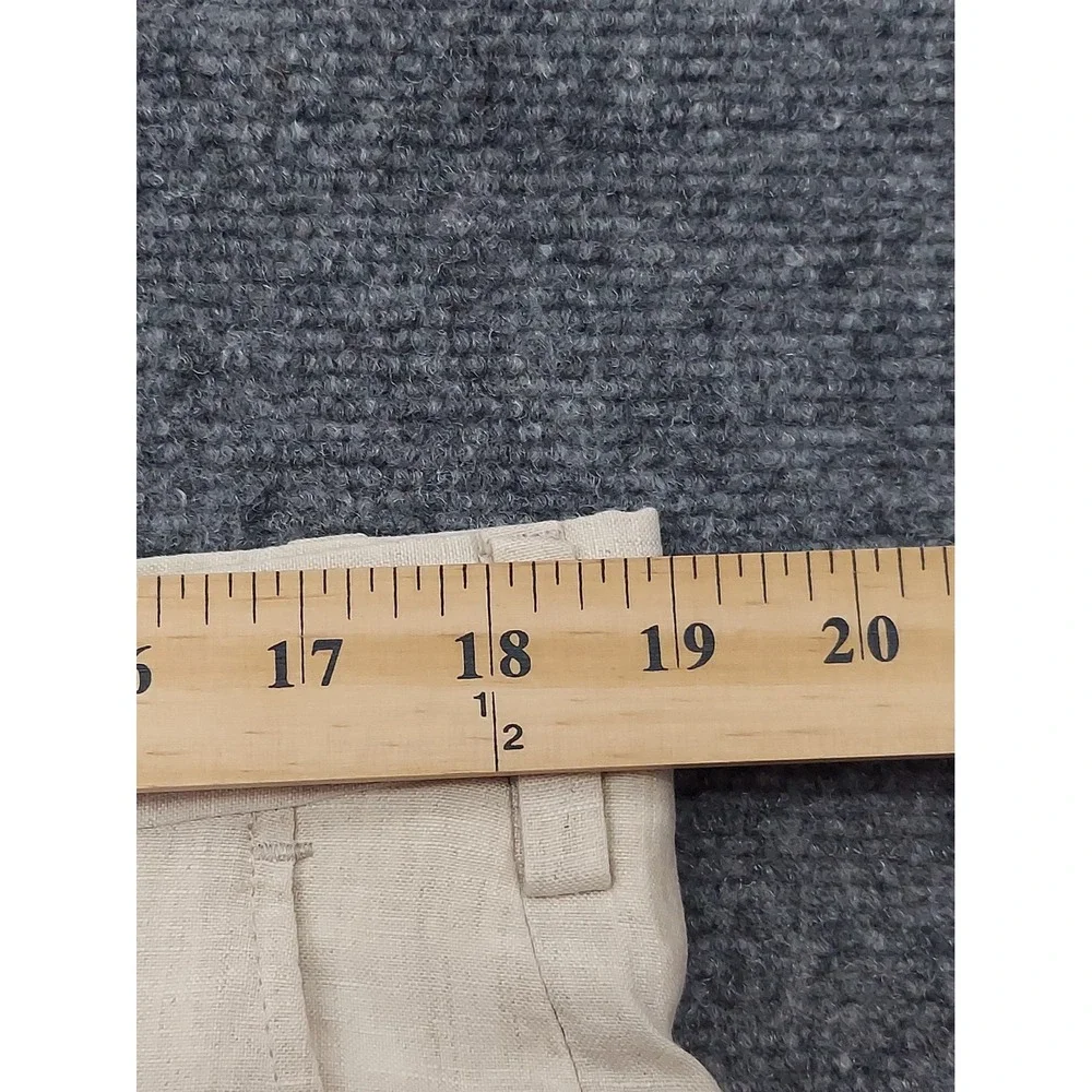 J Press Linen Pants 38x30 Beige Flat Front Cuffed Designer Dress Beach Wedding